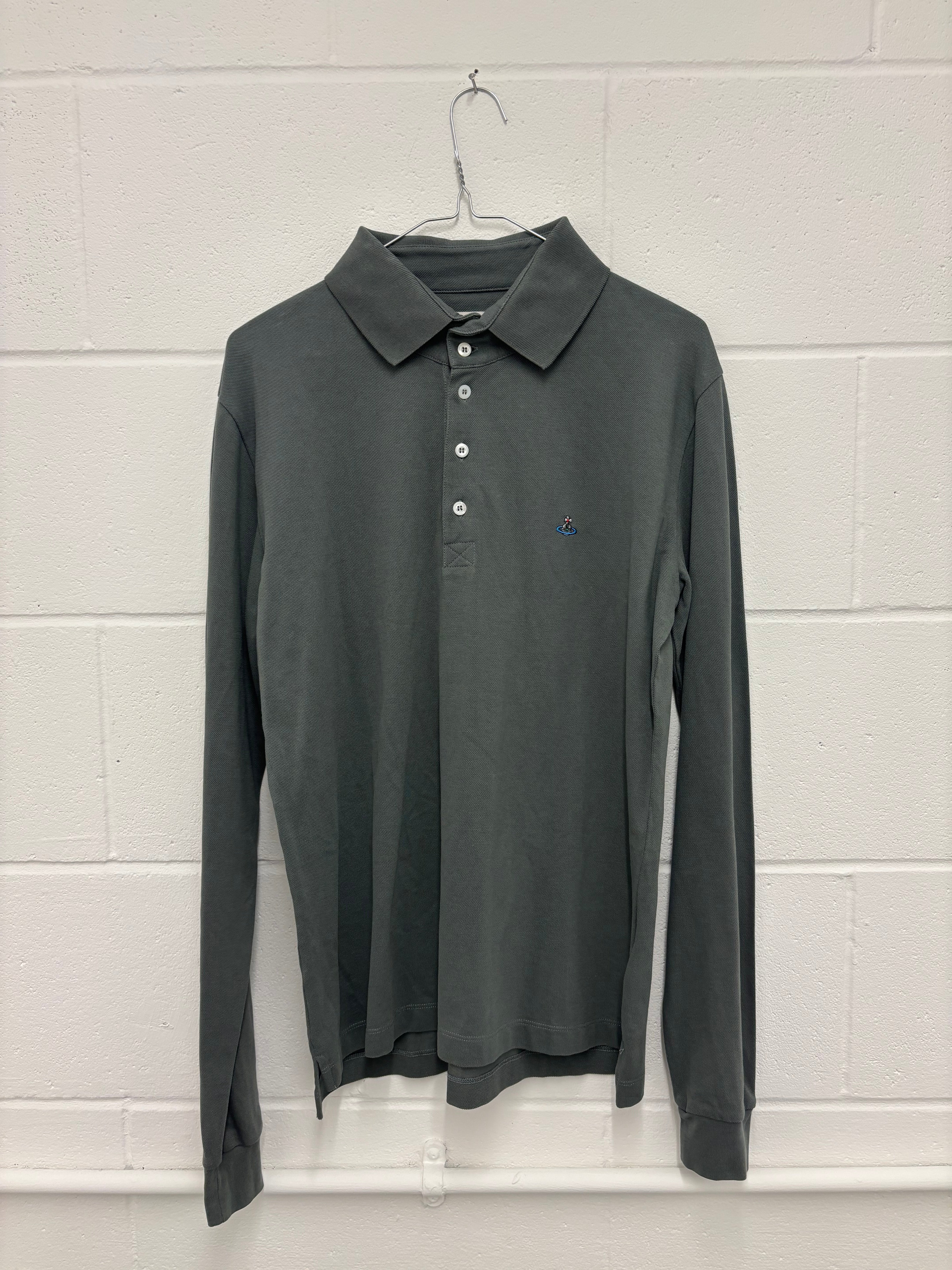 Vivienne Westwood Grey Long Sleeve Slim Polo Shirt