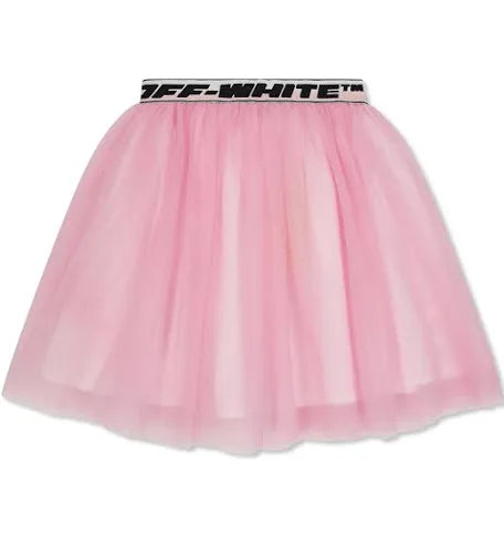Off White Logo Band Tulle Skirt Pink/Black