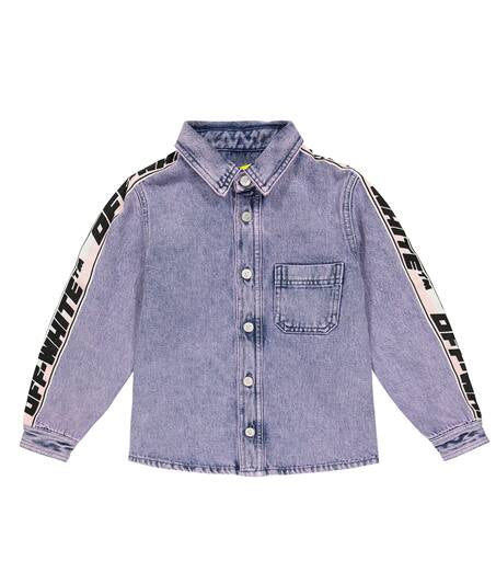 Off White Logo Band Denim Shirt Pink/Black