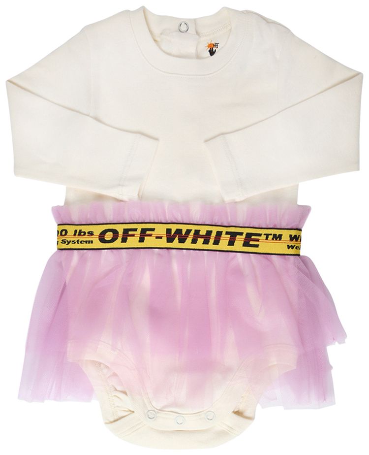 Off White Logo Band Tulle Body Dress Pink